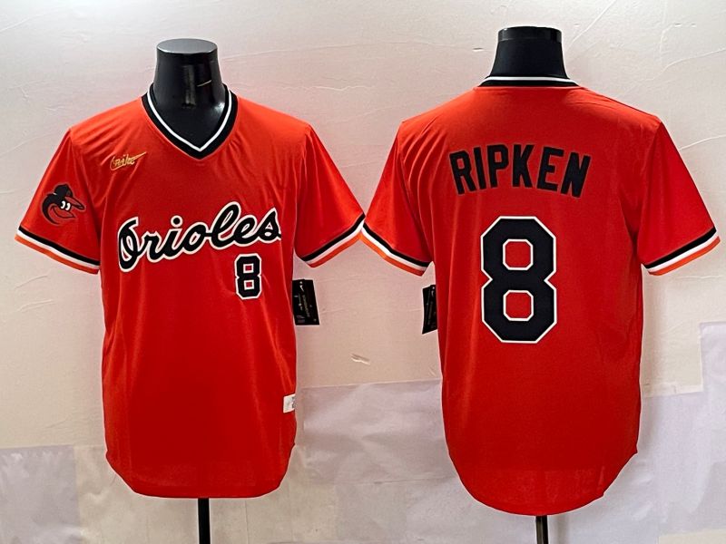 Men Baltimore Orioles 8 Ripken Orange Game 2025 Nike MLB Jersey style 50914